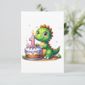 Dino 1. Geburtstag RSVP Karte (Stehend Vorderseite)