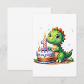 Dino 1. Geburtstag RSVP Karte (Vorne/Hinten)