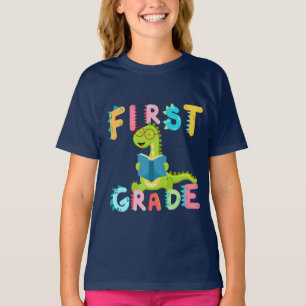 Dino 1. GRADE Schülerschule für Squad T-Shirt