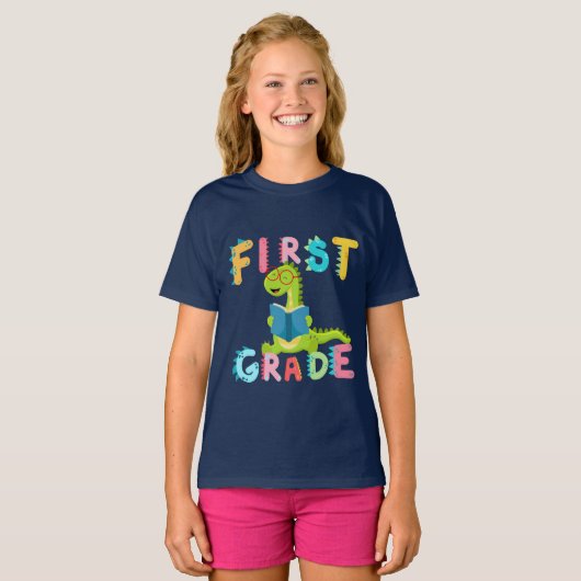 Dino 1. GRADE Schülerschule für Squad T-Shirt (Vorne ganz)