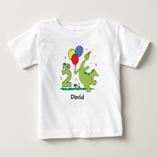 Dino 2. Geburtstag Baby T - Shirt (Vorderseite)