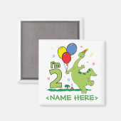 Dino 2. Geburtstag Magnet (Vorderseite/Rückseite)