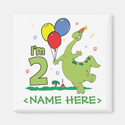 Dino 2. Geburtstag Magnet (Vorne)