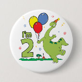 Dino 2. Geburtstagskarte Button (Vorderseite)