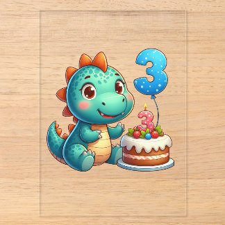Dino 3. Geburtstag Acryleinladungen