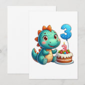 Dino 3. Geburtstag Einladung (Vorne/Hinten)