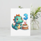 Dino 3. Geburtstag Einladung (Stehend Vorderseite)