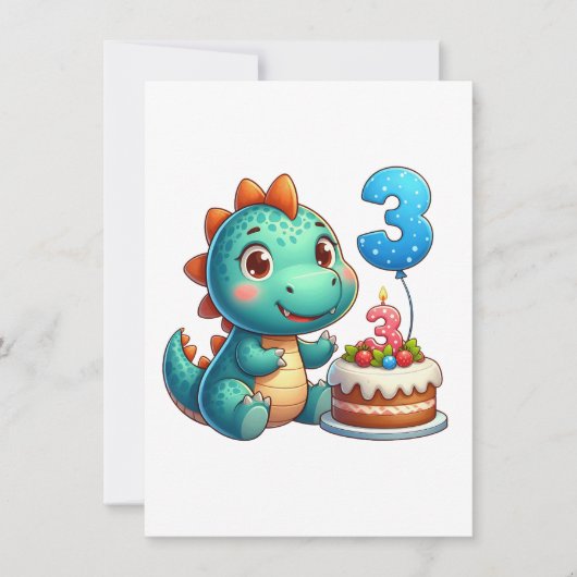 Dino 3. Geburtstag Einladung (Vorderseite)