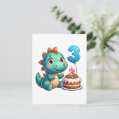 Dino 3. Geburtstag Einladung (Stehend Vorderseite)