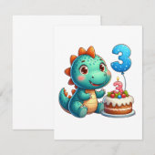 Dino 3. Geburtstag Einladung (Vorne/Hinten)