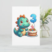 Dino 3. Geburtstag Einladung (Stehend Vorderseite)