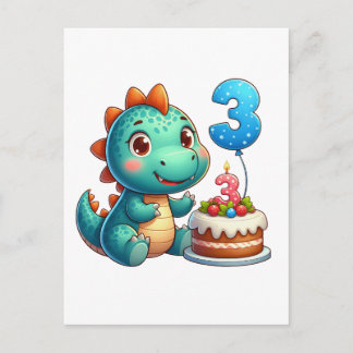 Dino 3. Geburtstag Einladungspostkarte