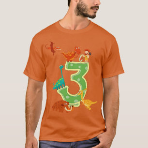 Dino 3. Geburtstag Geschenk Dinosaurier Kinder Jun T-Shirt