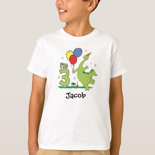 Dino 3. Geburtstag T-Shirt (Vorderseite)
