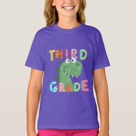 Dino 3. GRADE Squad Lehrerin Schülerschule T-Shirt (Vorderseite)