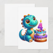 Dino 4. Geburtstag Einladung (Vorne/Hinten)