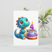 Dino 4. Geburtstag Einladung (Stehend Vorderseite)