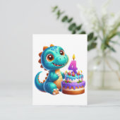 Dino 4. Geburtstag Einladung (Stehend Vorderseite)