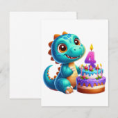 Dino 4. Geburtstag Einladung (Vorne/Hinten)