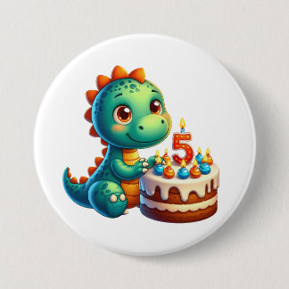 Dino 5. Geburtstag Button