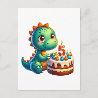 Dino 5. Geburtstag Einladungspostkarte
