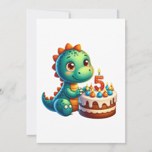 Dino 5. Geburtstag Feiertagskarte (Vorderseite)