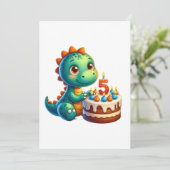 Dino 5. Geburtstag Feiertagskarte (Stehend Vorderseite)