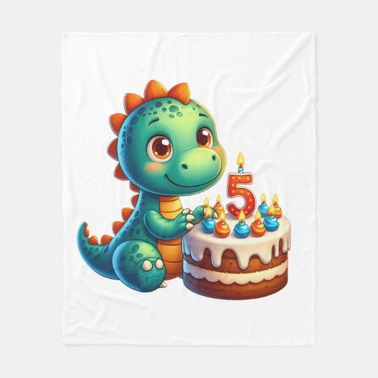 Dino 5. Geburtstag Fleecedecke (Vorderseite)