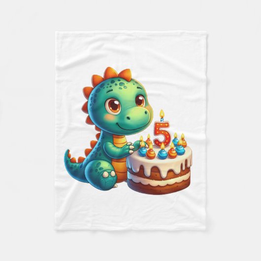 Dino 5. Geburtstag Fleecedecke (Vorderseite)
