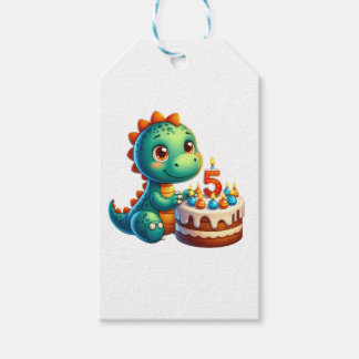 Dino 5. Geburtstag Geschenkanhänger