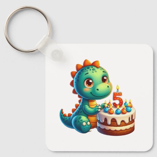 Dino 5. Geburtstag Schlüsselanhänger (Vorderseite)