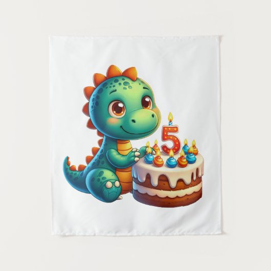 Dino 5. Geburtstag Wandteppich (Vorderseite)