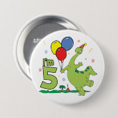 Dino 5th Birthday Button (Vorne & Hinten)