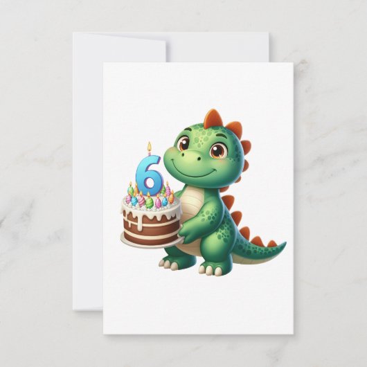 Dino 6. Geburtstag RSVP Karte (Vorderseite)