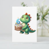 Dino 6. Geburtstag RSVP Karte (Stehend Vorderseite)