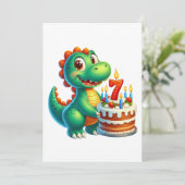 Dino 7. Geburtstag Einladung (Stehend Vorderseite)