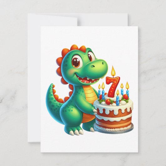 Dino 7. Geburtstag Einladung (Vorderseite)