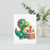 Dino 7. Geburtstag Einladung (Stehend Vorderseite)
