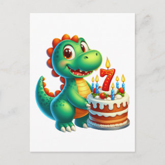 Dino 7. Geburtstag Einladungspostkarte