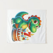 Dino 7. Geburtstag Wandteppich (Vorderseite (Horizontal))