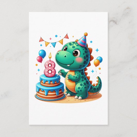 Dino 8. Geburtstag Begleitkarte (Vorderseite)