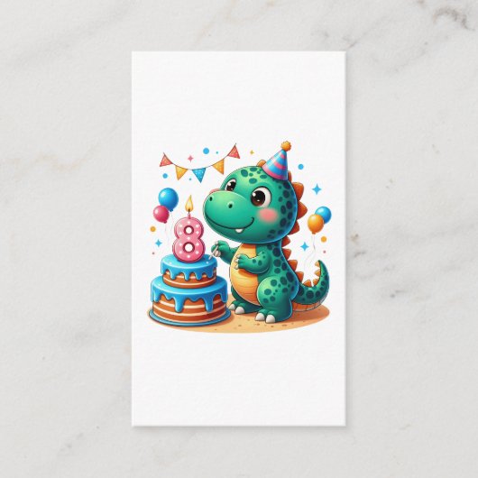 Dino 8. Geburtstag Begleitkarte (Vorderseite)