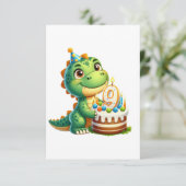 Dino 9. Geburtstag RSVP Karte (Stehend Vorderseite)
