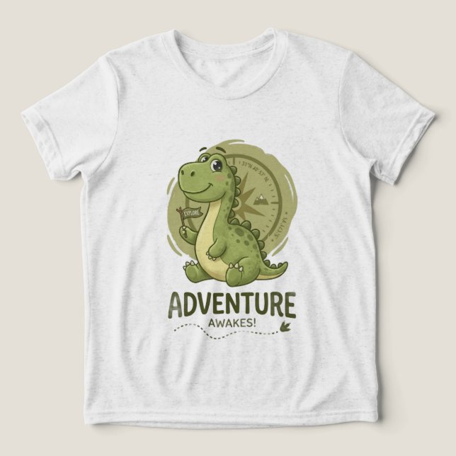 Dino-Abenteuer Tri-Blend Shirt (Design Vorderseite)