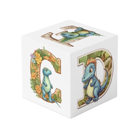Dino Alphabet Adventure Cube : A,B,C,D,E Würfel (Rückseite Schrägansicht)