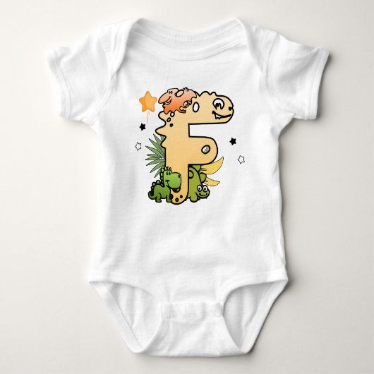 Dino Alphabet für Babys mit Namen Ausgehend von F Baby Strampler (Vorderseite)