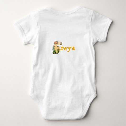 Dino Alphabet für Babys mit Namen Ausgehend von F Baby Strampler (Rückseite)