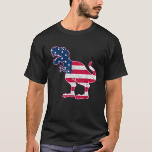 Dino American Flag 4. Juli Patriotic Boys Geschenk T-Shirt