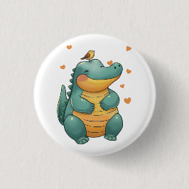 Dino and Little Bird Friends Button