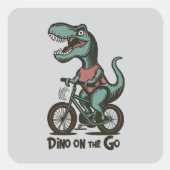 Dino auf Achse Quadratischer Aufkleber (Vorderseite)